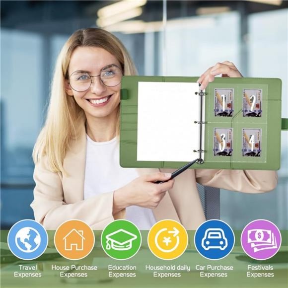 100 Envelopes Money Saving Challenge Binder with Reusable Laminated Tracker - Picture 5 of 7